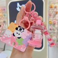 thumbnail image 2 of Adorable Rabbit Water Bucket Keychain for Kids - Cute Acrylic Quicksand Key Ring Decoration, Cartoon Animal Handbag Accessory, 2 of 4