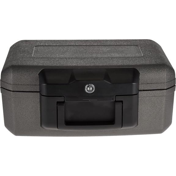 Fireproof Safe with Key Lock, Chest Lock Box for Home or Travel Secures Money, Documents, 0.18 Cubic Feet, 6.1 x 14.3 x 11.2 Inches