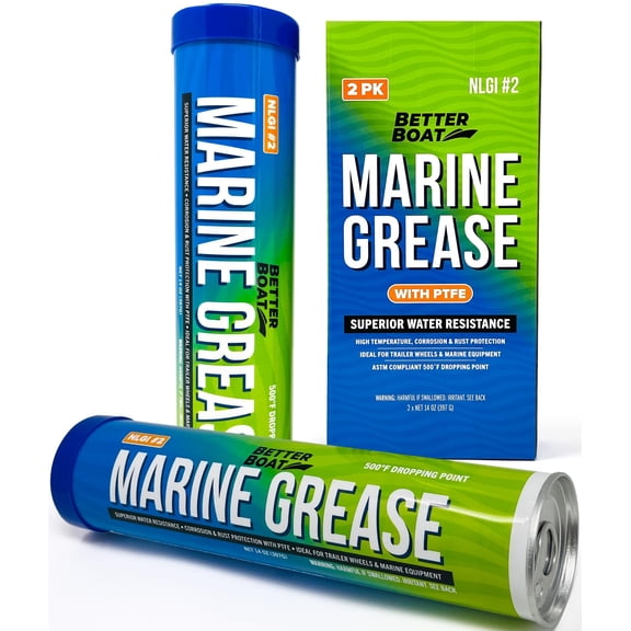 Better Boat Marine Grease, Waterproof High Temp Wheel Bearing Lubricant, 14 oz, 2-Pack