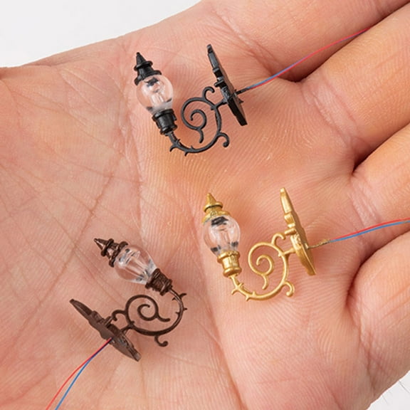 LEORX 4pcs LED Light Model Miniature Ornament for Craft Enthusiasts Rectangular Black Illumination