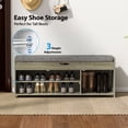 thumbnail image 4 of CHITOOMA 43.4" Shoe Storage Bench with Cushion and Barn Doors for Entryway, Bedroom, Shoe Rack Bench Adjustable Shelf with Lift Top Storage, 440 lbs, Grey, 4 of 8