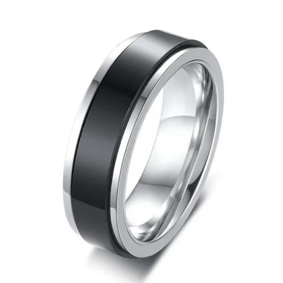 6mm Stylish Double Layers Spinner Rings for Women Stainless Steel Rotatable Band
