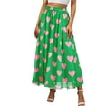 thumbnail image 2 of LEKWK Cute Skirts for Women Sweet Flowy Maxi Skirt High Waisted A Line Skirt Heart Print Pattern Lightweight Chiffon Summer Party Beach, 2 of 6