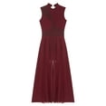 thumbnail image 6 of DPOIS Womens Mock Neck Open Back Lyrical Dance Dress Burgundy XL, 6 of 7
