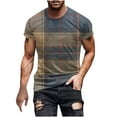 thumbnail image 2 of ylioge T-shirt à Manches Courtes Col Rond Imprimé à Carreaux pour Hommes, 2 of 5
