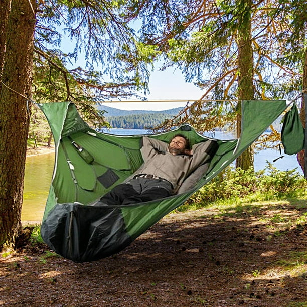 TongL Anti tear Anti mosquito Solid Straps Camping Hammock with Bed Net Outdoor Camping Portable Multi person Hammock Camping Equipment