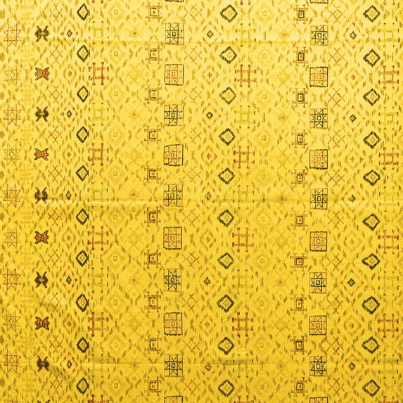 Ahgly Company Machine Washable Indoor Square Solid Yellow Modern Area Rugs, 7' Square