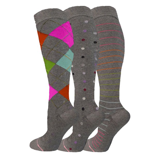 3 Pairs Pack Therapeutic Graduated Compression Women's Knee High