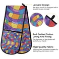 thumbnail image 2 of Yayeee Double Oven Mitt Kitchen Heat Resistant Baking 35" x7" Quilted Glove, Yellow Wavy Plaid, 2 of 6