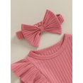thumbnail image 6 of Musuos Newborn Girl Outfit, 3 6 9 12 18M Long Sleeve Crew Neck Bow A-line Romper Dress with Headband Clothes, 6 of 10
