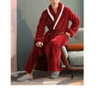 thumbnail image 3 of FNFFH Men Full Lenght Flannel Robe Soft Plush Maxi Bathrobe Cozy Shawl Collar Robes Warm Housecoat Loungewear with Pockets, 3 of 7
