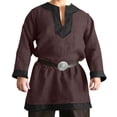 thumbnail image 2 of LEKWK Renaissance Shirt Men Long Sleeve Retro Lace Up Shirts Pirate Medieval Viking Tops Halloween Party Costume Without Belt, 2 of 6