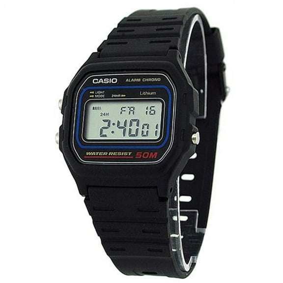 Casio Men's 50M Rubber Digital Wristwatch, Black and Silver