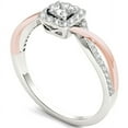 thumbnail image 2 of 1/2 Carat T.W. Diamond Pink Two-Tone Criss-Cross Shank Single Halo 10kt White Gold Engagement Ring, 2 of 5