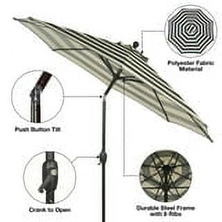 Better Homes & Gardens Outdoor 9' Ibiza Stripe Round Crank Premium Patio Umbrella
