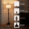 thumbnail image 3 of SUNMORY Floor Lamps for Living Room with 12W LED Bulb, Vintage Floor Lamp with 3 Color Temperatures, Farmhouse Floor Lamps with Knob Switch, Resin Standing Lamp for Bedroom, Living Room Corner, Black, 3 of 15