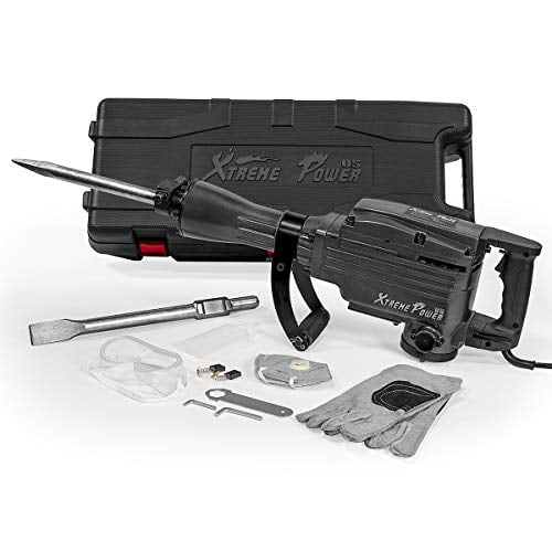XtremepowerUS Heavy Duty Electric 2200 Watt Demolition Jack Hammer Concrete Breaker Power + (2) Bit Chisel Point w/Case