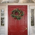 thumbnail image 3 of National Tree Company Pre-Lit Feel Real® Artificial Christmas Wreath, Green, Scotch Creek Fir, Red Berries, Red Ball Ornaments, 50 Warm White LED Lights, Battery Operated , Timer, 24 Inch, 3 of 5