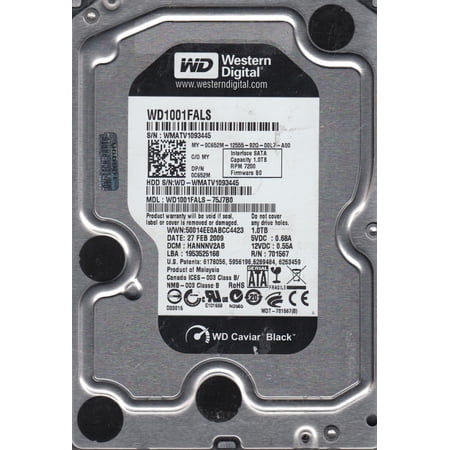 WD1001FALS-75J7B0  DCM HANNNV2AB  Western Digital 1TB SATA 3.5 Hard Drive price history on PriceWatchPro