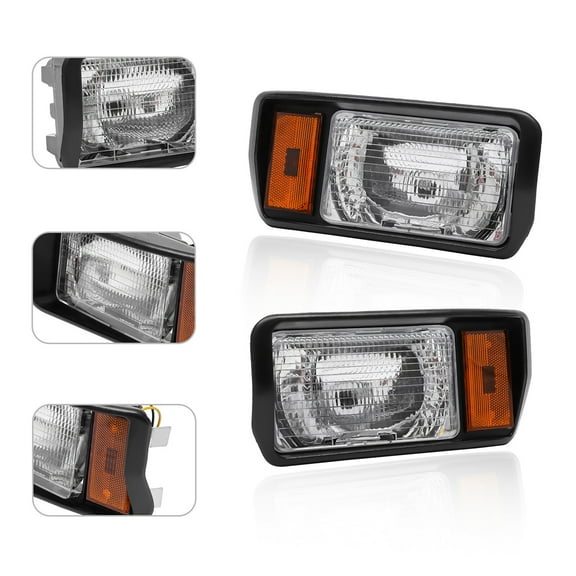 Headlights For Club Car DS Factory Size Halogen Headlamp Driver & Passenger Side Black 10.23*4.94