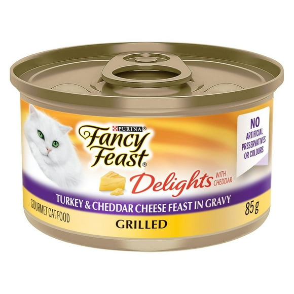 Fancy Feast Delights Grilled Turkey & Cheddar Cheese in Gravy, Wet Cat Food 85g, 85g