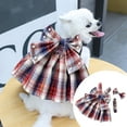 thumbnail image 2 of Cute Plaid Print Dog Harness Dress - with Bowknot - for Small Dogs - Indoor Outdoor Use - Various Sizes - Polyester, 2 of 5