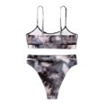 thumbnail image 3 of Cathalem Bikini Tops for Women Large Breast Halter Deep V Neck Back Hook Cheeky Bottom Stitching Embroidered,Grey S, 3 of 5