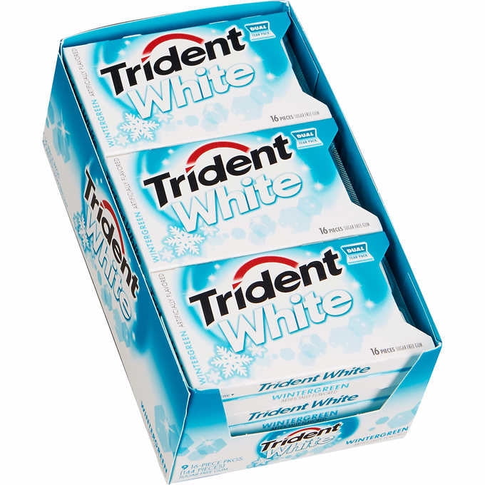 Trident White Sugar Free Gum, Wintergreen, 16 Pieces, 9-Count