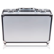 SHANY Carry All Make up Train Case with Pro Makeup Set , Beauty Brushes, Lipsticks, Eye Shadows, Blushes, Powders, and more - Reusable Cosmetics Storage Organizer - Premium Gift Packaging - Silver