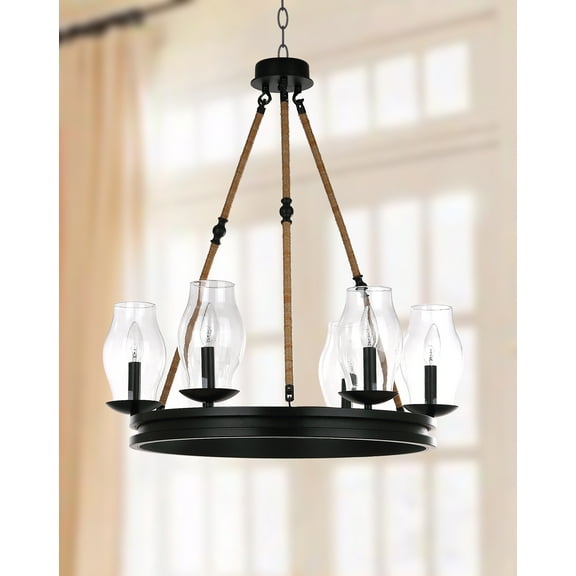 Safavieh Fritz 25 in. Dia. Adjustable Chandelier, Black/Brown