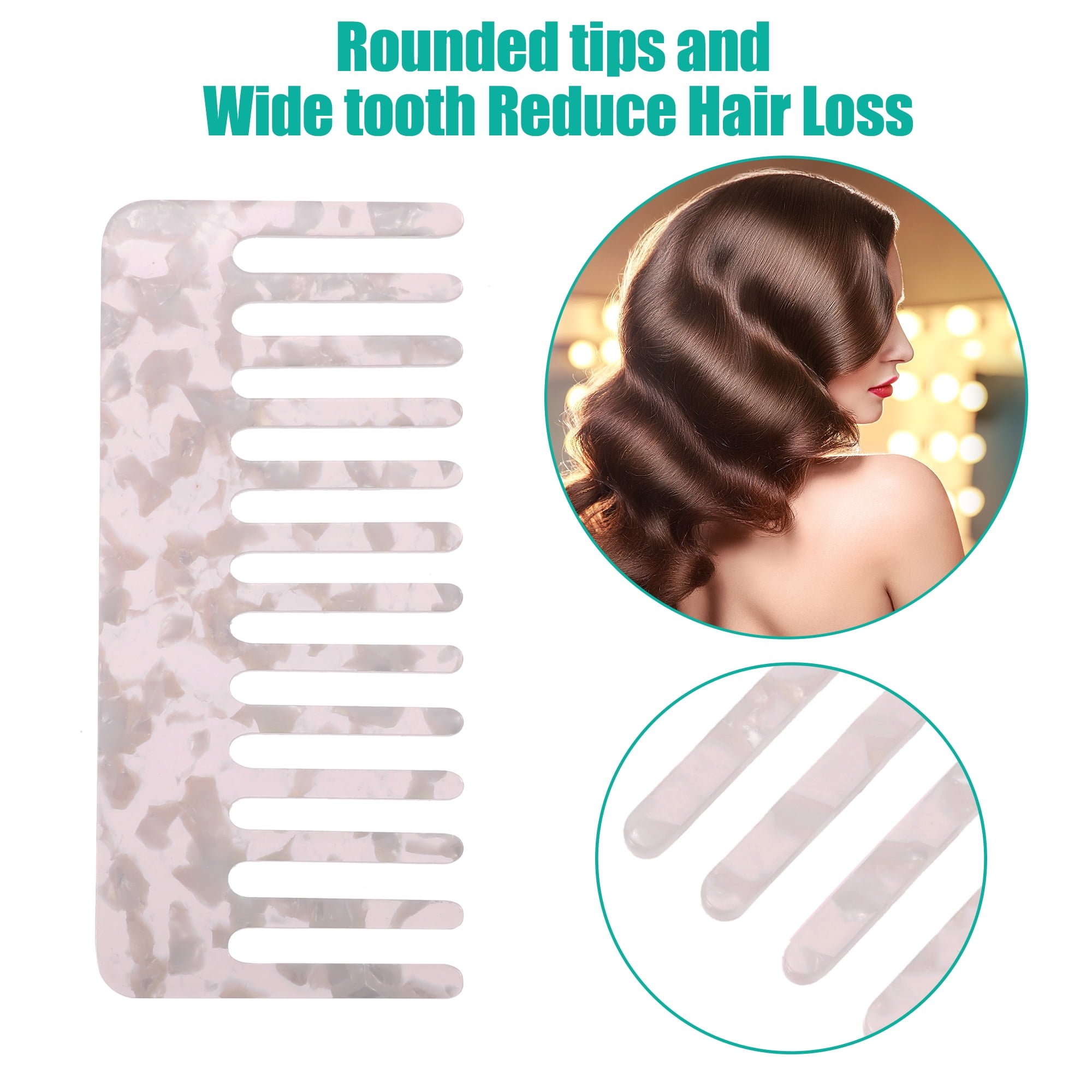 Unique Bargains 2 Pcs Hair Comb Wide Tooth Hair Care Detangling Comb Pink