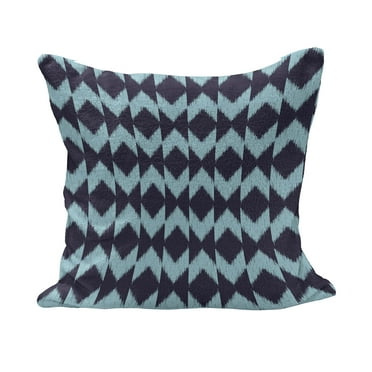 Navy Fluffy Throw Pillow Cushion Cover, Diamond Shaped Blurry Ikat Pattern Chevron Effects Image, Decorative Square Accent Pillow Case, 36" x 36", Eggplant Turquoise, by Ambesonne