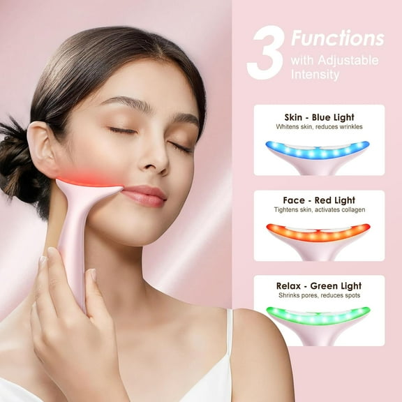 Facial and Neck Massager for Face, Neck - Skin Lifting & Firming - Wrinkle & Dark Circle Reducer - at Home Skin Care Face Sculpting Tool and Neck Massager-Pastel Pink