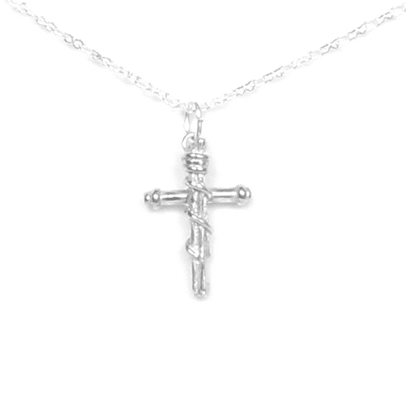 Pewter Mission Cross Necklace - Gift Packaged with Serve and Witness Story Card - Made in USA (18" necklace)