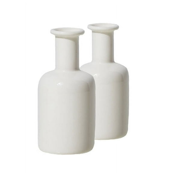 Serene Spaces Living Set of 2 Ceramic Bottle Bud Vase, 2.5" Dia & 5.5" Tall