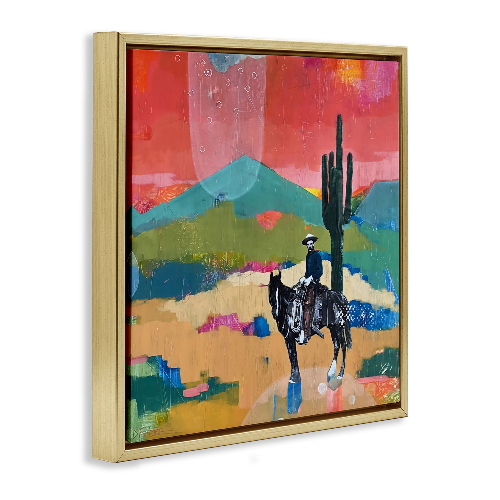 Stupell Industries I Used To Be A Cowboy Gold Framed Floater Canvas Wall Art, design by Dianna Fritzler