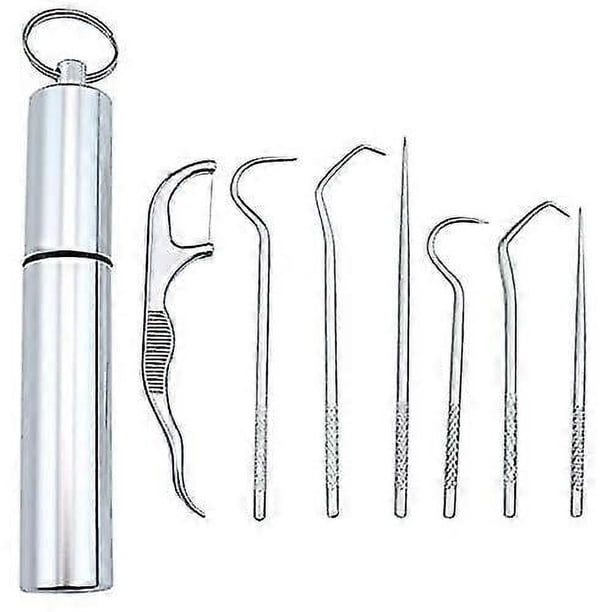 Palillos de dientes de titanio, palillo de dientes de metal, acero inoxidable, reutilizables, de bolsillo, diseño de llavero para exteriores.