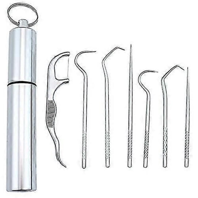 Palillos de dientes de titanio, palillo de dientes de metal, acero inoxidable, reutilizables, de bolsillo, diseño de llavero para exteriores.