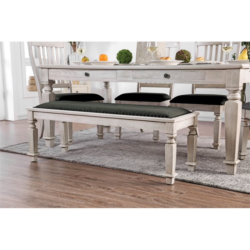 Furniture of America Cassie Transitional Wood Dining Bench in Antique