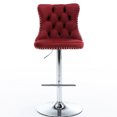 thumbnail image 2 of Bar Stools With Adjustable Seat Height 25 - 33 Inch, Velvet Upholstery, Base, , Wine Red/burgundy, For Pub And Kitchen Island Use Comfort, In Of 2 Home, 2 of 6