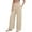Beige 14, variant on Pants For Women Casual Solid Cotton Blend Drawstring Elastic Waist Pocket Long Wide Leg Pants