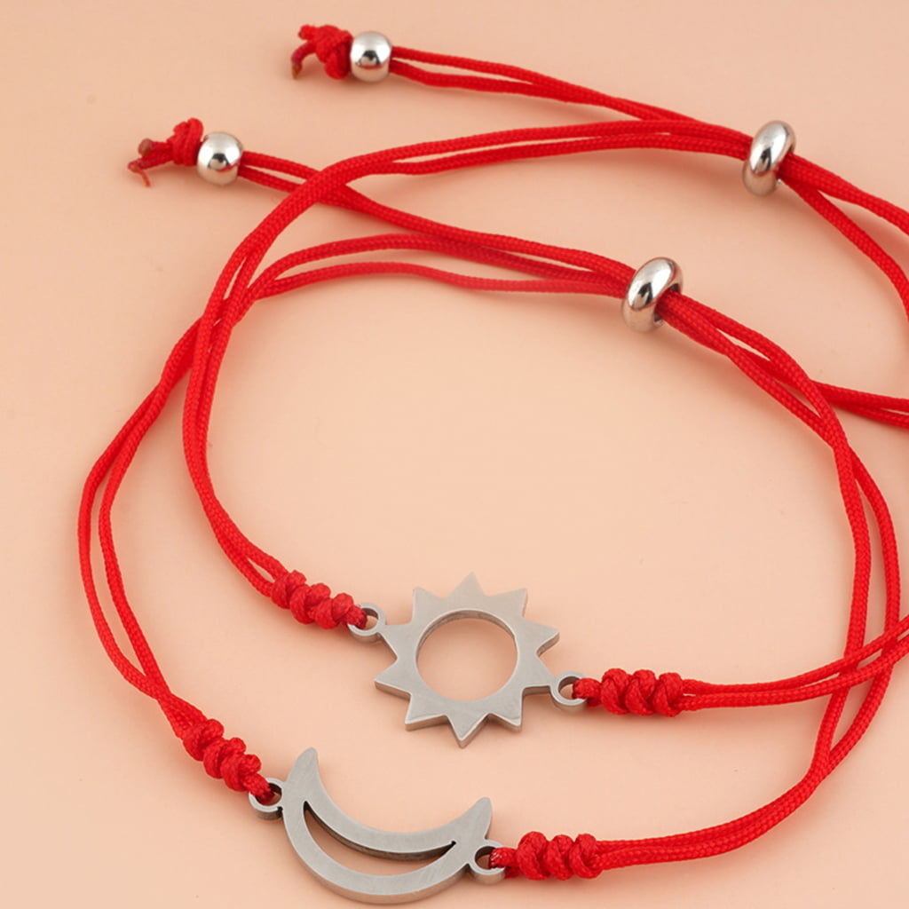 SUNSH 2Pcs Paw Charm String Bracelets for Women Teen Girls Boys Best Friends Couple Pinky Promise Distance Matching Adjustable Friendship Handmade Jewelry