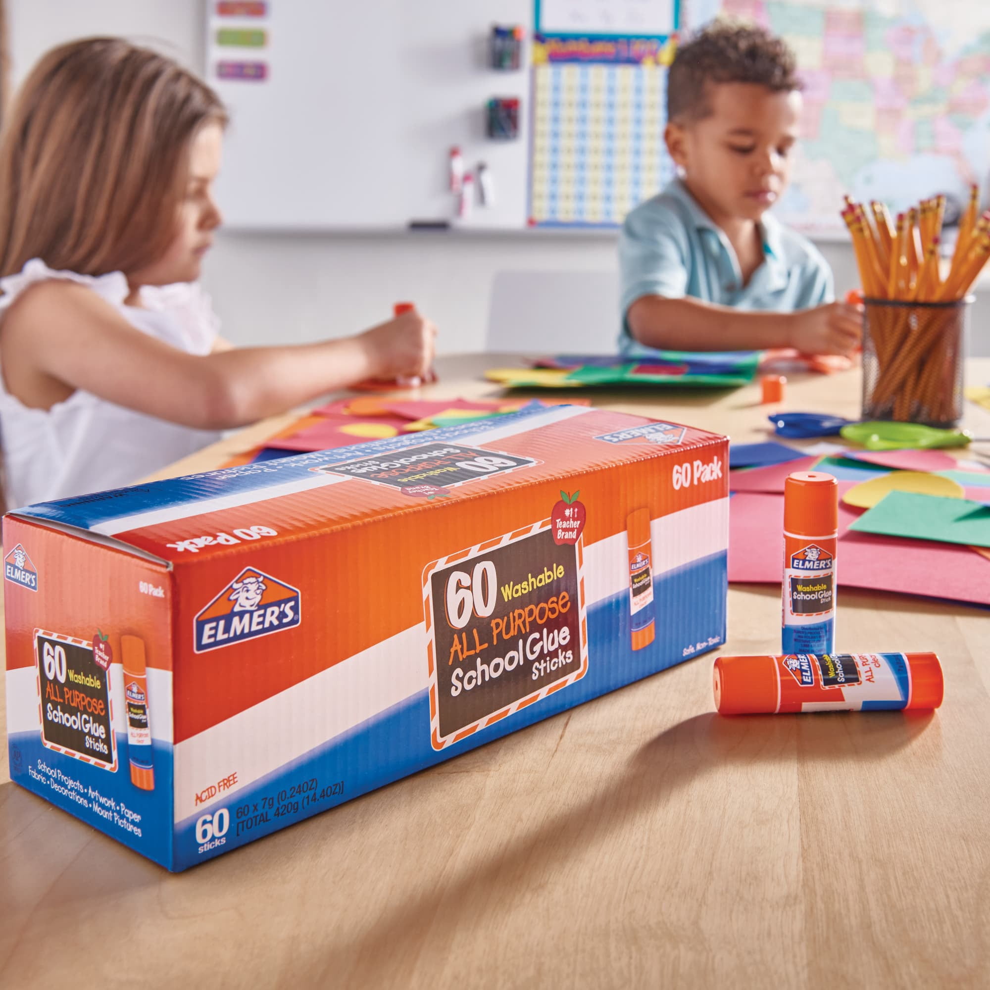 Elmer's All Purpose School Glue Sticks, Washable, 7 Gram, 60 Count