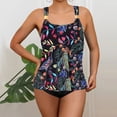 thumbnail image 2 of Women Summer Plus Size Tankini Sets, V Neck Two Piece Swimsuits with Removable Pads, Modest Print Bikini Bathing Suits for Beach Vacation, 2 of 6
