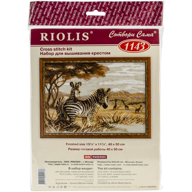 Riolis Counted Cross Stitch Kit 15.75"X11.75"-Zebras In The Savannah (14 Count)