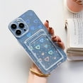 thumbnail image 7 of Heart Phone Case Compatible with iPhone 12, Clear Holographic Love Heart Pattern Cute Case with Card Holder Soft Cover,6.1 Inch, 7 of 7