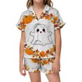 thumbnail image 3 of MEZZALL Girls Halloween Pajama Sets With Sleepwear Two Piece Cozy Short Sleeve Lapel Button Shirts Blouse Tops With Shorts For Toddler Kids Nightwear, 3 of 6