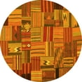 thumbnail image 1 of Ahgly Company Machine Washable Indoor Round Patchwork Yellow Transitional Area Rugs, 6' Round, 1 of 4