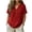 Red, variant on Summer Womens Tops 2025 Cotton and Linen Plus Size Casual Tops V-Neck Bandage Short Sleeve T-Shirts And Linen Blouse
