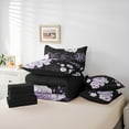 thumbnail image 6 of Manfei Retro Peony Twin Bedding Sets 7-Piece for Women Girls, Vintage Blossoms Bedding Comforter Set, Tropical Floral Sheet Sets, Black Purple Bedroom Decor, 6 of 8
